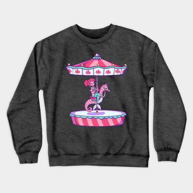 Mermaid on a Carousel Crewneck Sweatshirt by katidoodlesmuch